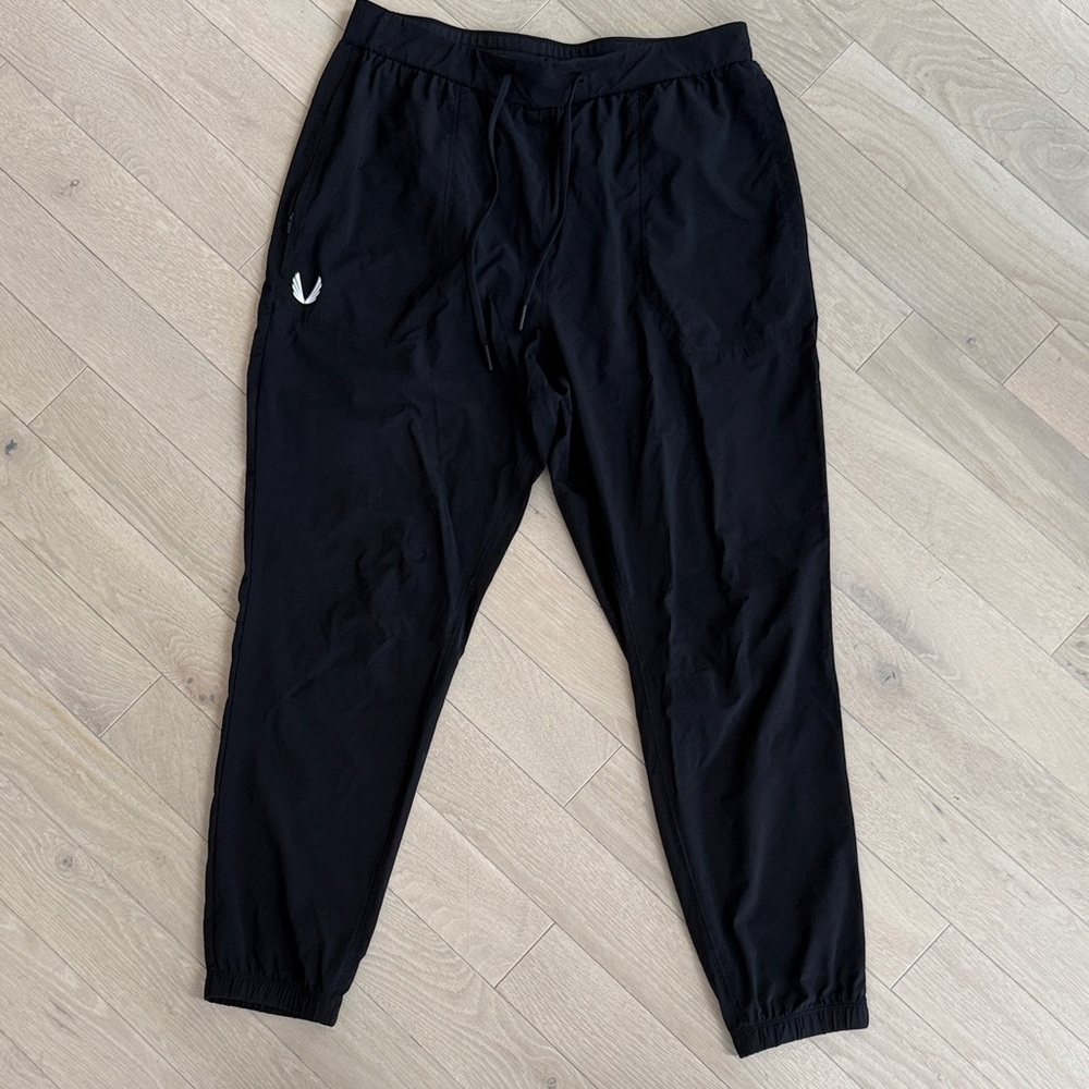 ASRV Black Logo Jogger Zippered Pockets Size Large